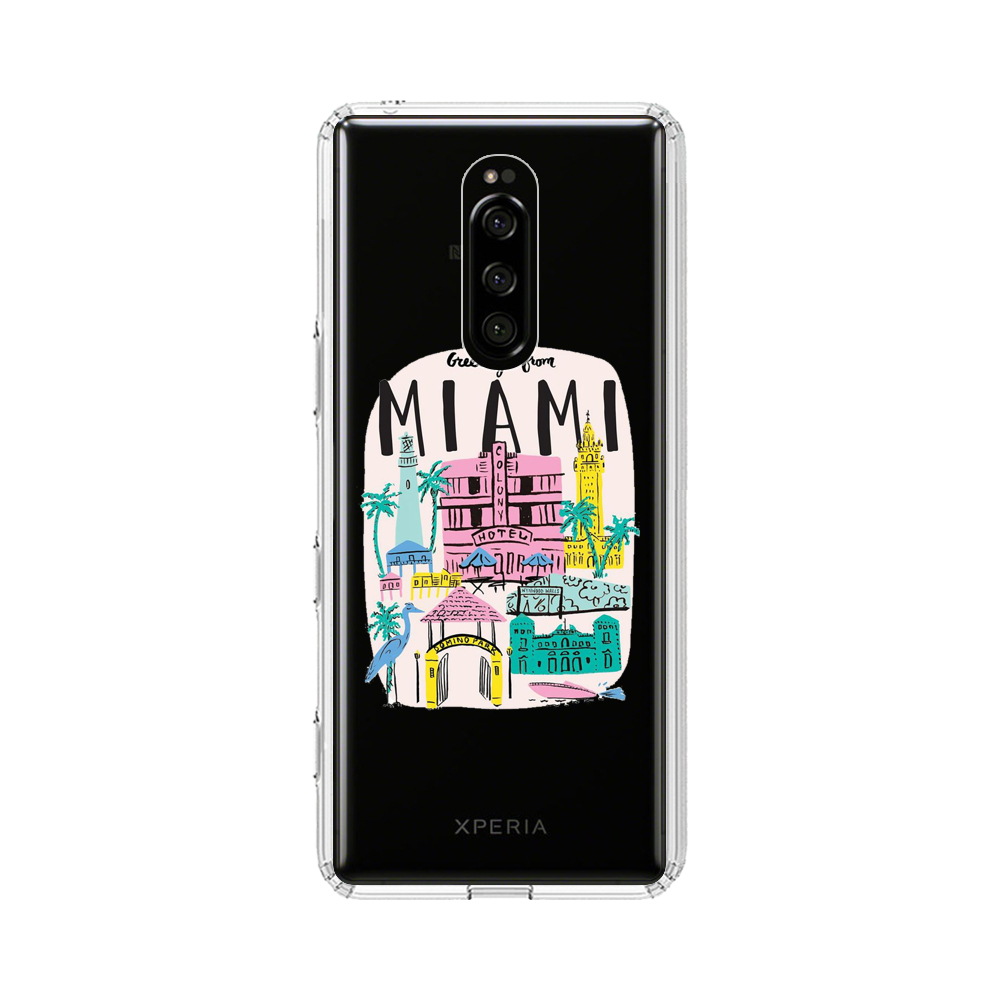 Vibrant Miami Cityscape Illustration Sony Xperia 1 Case