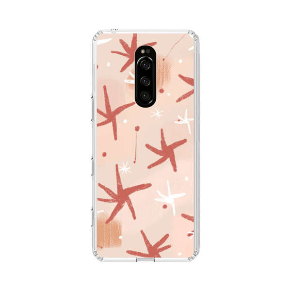 Abstract Star Pattern Red and White on Beige Background Sony Xperia 1 Case