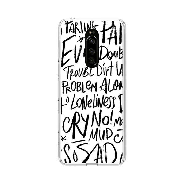 Black and White Negative Words Pattern Sony Xperia 1 Case