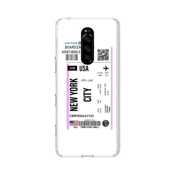 Boarding Pass New York City Flight Ticket Sony Xperia 1 Case