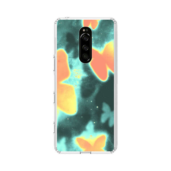 Bright Glowing Orange Butterflies Blue Background Sony Xperia 1 Case