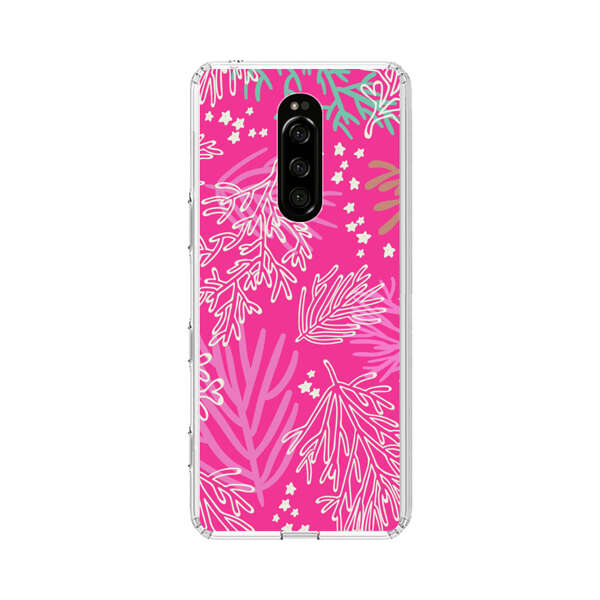 Bright Pink Tropical Leaf Pattern Sony Xperia 1 Case