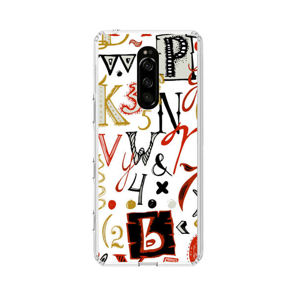 Colorful Hand Drawn Letters and Numbers Pattern Sony Xperia 1 Case