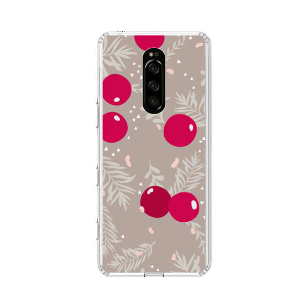 Cranberries and pine branches holiday pattern Sony Xperia 1 Case