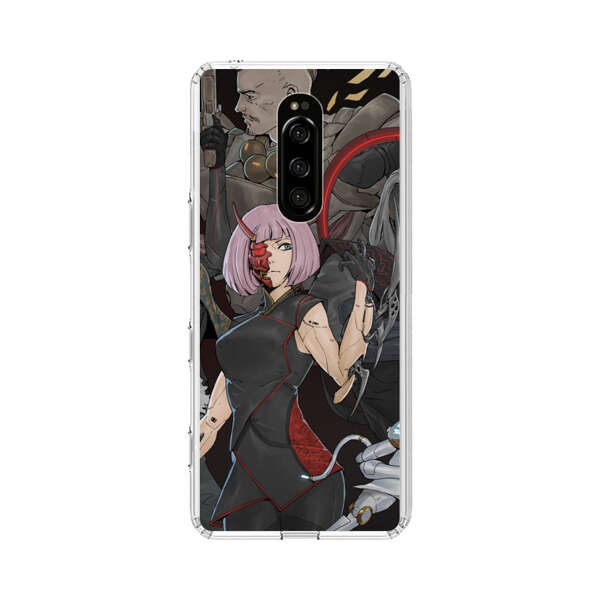 Futuristic Cyberpunk Warriors and Robotic Cat in Dynamic Pose Sony Xperia 1 Case
