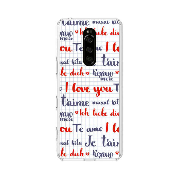Love Message Multilingual Pattern Sony Xperia 1 Case