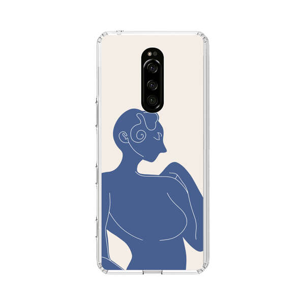 Minimalistic Abstract Female Silhouette Blue Sony Xperia 1 Case