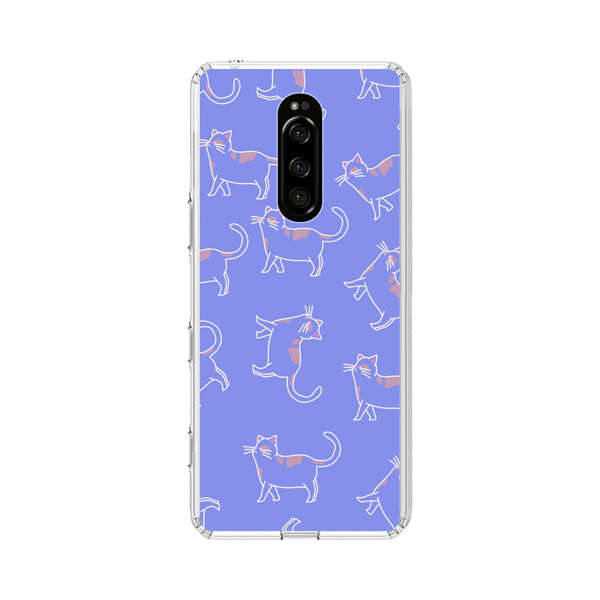 Playful Cartoon Cats on Purple Background Sony Xperia 1 Case