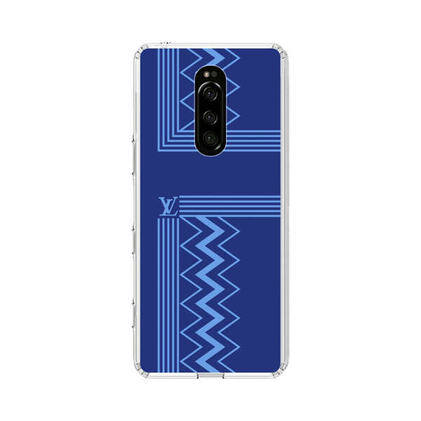 Stylish Geometric Zigzag Pattern in Blue Sony Xperia 1 Case