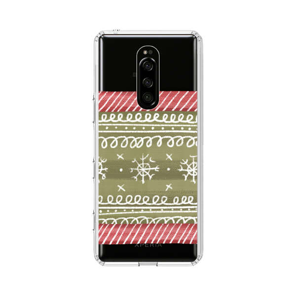 Winter Pattern with Snowflakes and Red Stripes Sony Xperia 1 Case