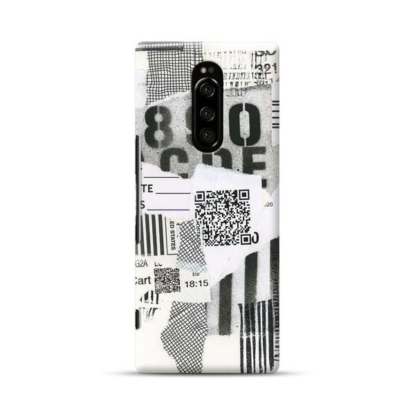 Abstract Collage Torn Paper Barcodes Sony Xperia 1 Hard Case