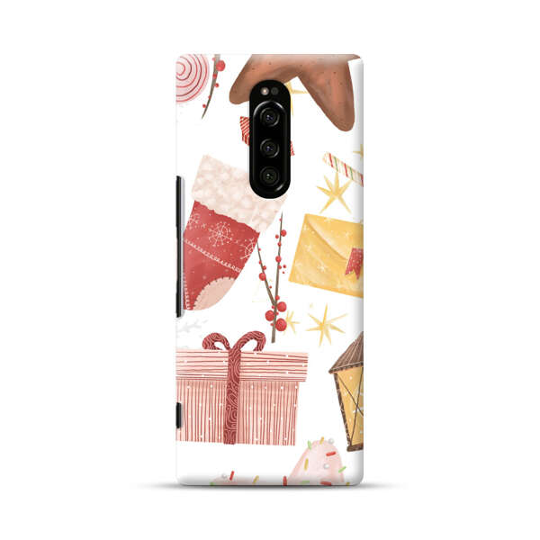 Christmas Festive Pattern with Gingerbread and Gifts Sony Xperia 1 Hard Case