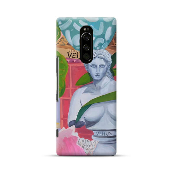 Classical Venus Bust with Green Leaves and Vibrant Vases Sony Xperia 1 Hard Case