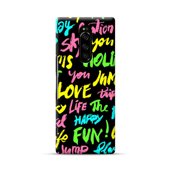 Colorful Positive Motivational Words Pattern Sony Xperia 1 Hard Case