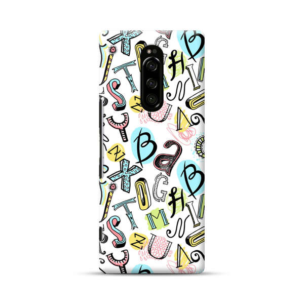 Colorful Scattered Alphabet Letters Pattern Sony Xperia 1 Hard Case