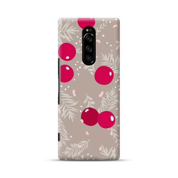 Cranberries and pine branches holiday pattern Sony Xperia 1 Hard Case