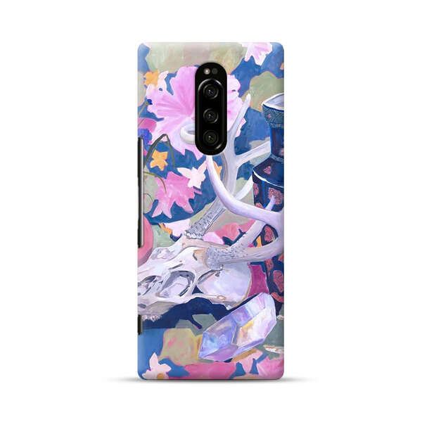 Floral Ornate Vases with Antlers Skull and Crystal Sony Xperia 1 Hard Case