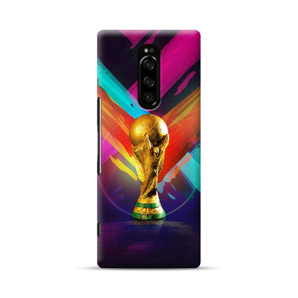 Golden Soccer Trophy with Colorful Abstract Background Sony Xperia 1 Hard Case