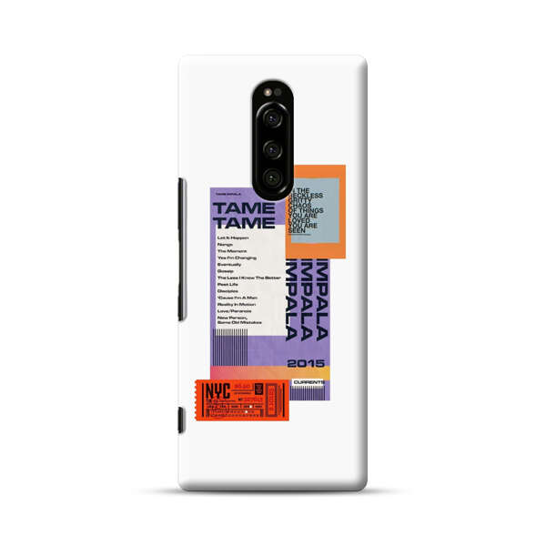 Modern Graphic Collage with Typography and Ticket Elements Sony Xperia 1 Hard Case