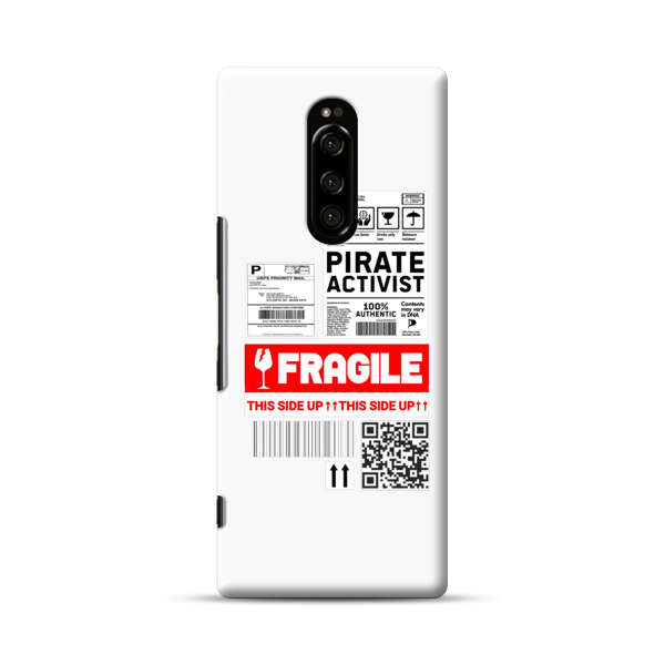 Pirate Activist Fragile Shipping Label Sony Xperia 1 Hard Case
