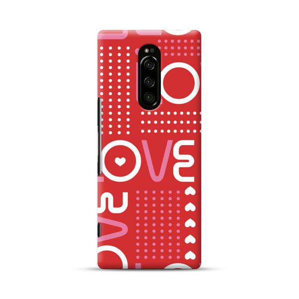 Red Love Typography Pattern Sony Xperia 1 Hard Case