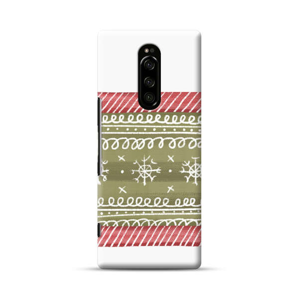Winter Pattern with Snowflakes and Red Stripes Sony Xperia 1 Hard Case