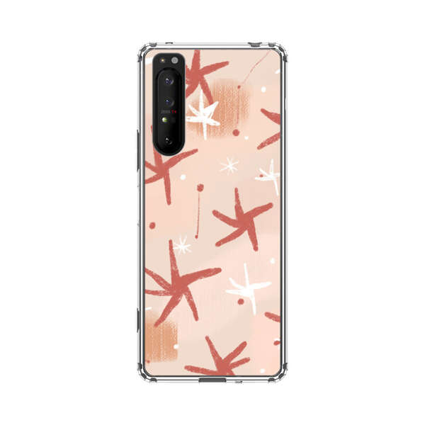 Abstract Star Pattern Red and White on Beige Background Sony Xperia 1 II Case