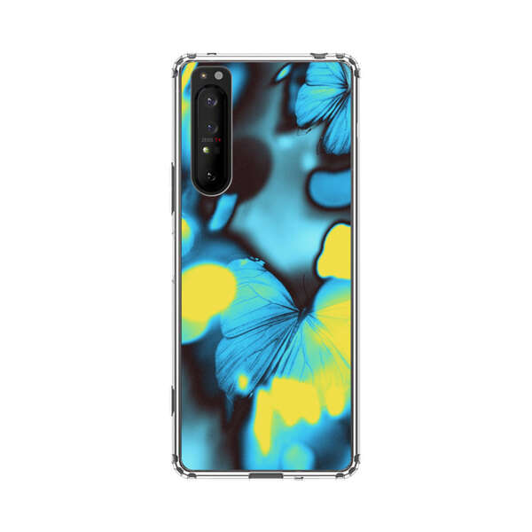 Blue Butterflies Glowing Abstract Background Sony Xperia 1 II Case