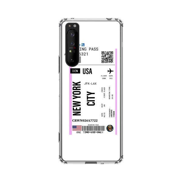 Boarding Pass New York City Flight Ticket Sony Xperia 1 II Case