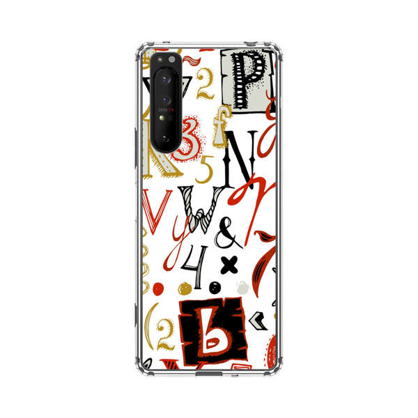Colorful Hand Drawn Letters and Numbers Pattern Sony Xperia 1 II Case
