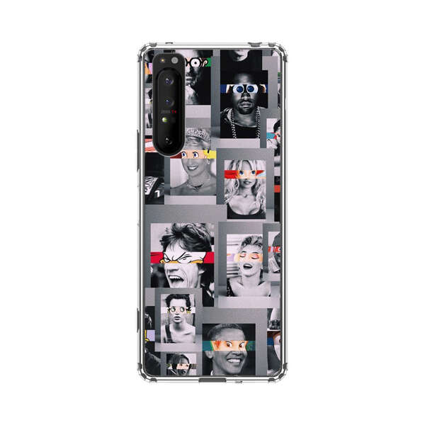 Creative Collage of Iconic Black and White Portraits with Cartoon Eyes Sony Xperia 1 II Case