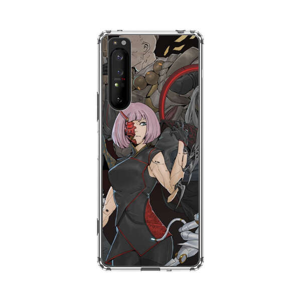 Futuristic Cyberpunk Warriors and Robotic Cat in Dynamic Pose Sony Xperia 1 II Case