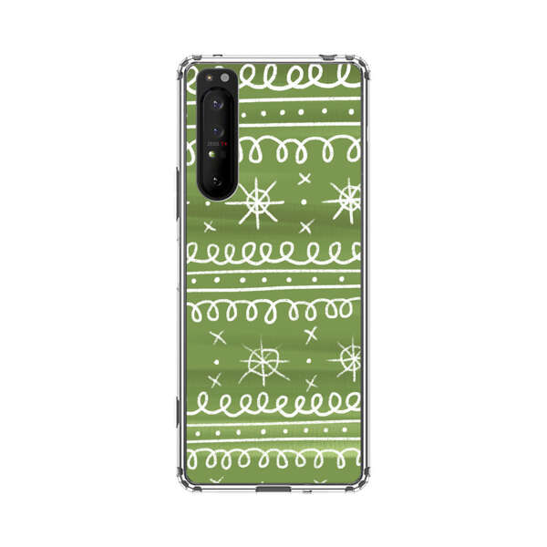 Green White Stars Loop Pattern Sony Xperia 1 II Case