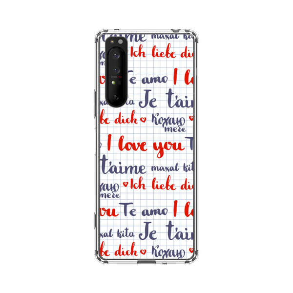 Love Message Multilingual Pattern Sony Xperia 1 II Case