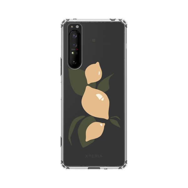 Minimalistic Beige Lemons with Green Leaves Sony Xperia 1 II Case