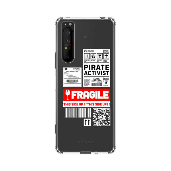 Pirate Activist Fragile Shipping Label Sony Xperia 1 II Case