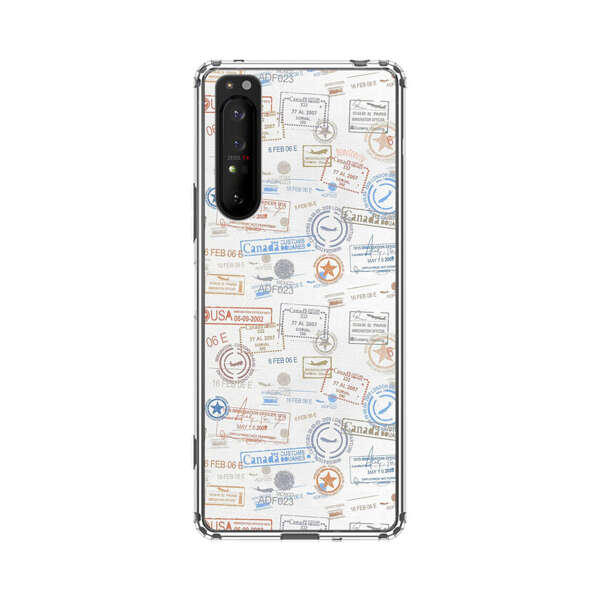 Vintage Passport Stamps Pattern Sony Xperia 1 II Case