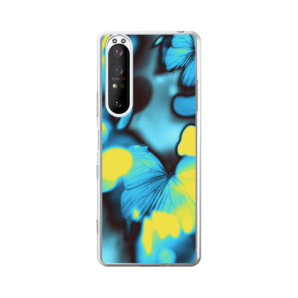 Blue Butterflies Glowing Abstract Background Sony Xperia 1 III Case