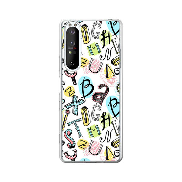Colorful Scattered Alphabet Letters Pattern Sony Xperia 1 III Case