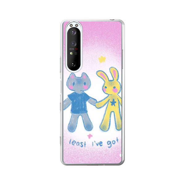 Cute Cat and Rabbit Holding Hands Sony Xperia 1 III Case