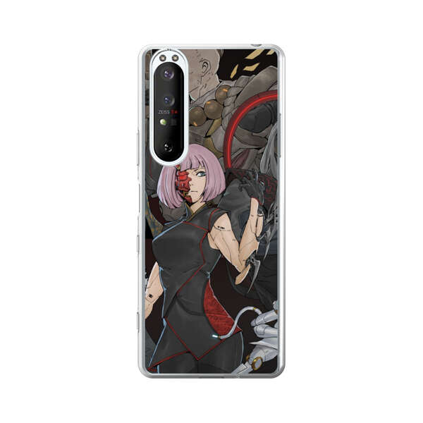 Futuristic Cyberpunk Warriors and Robotic Cat in Dynamic Pose Sony Xperia 1 III Case