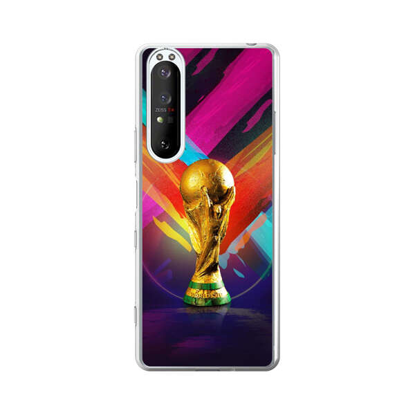 Golden Soccer Trophy with Colorful Abstract Background Sony Xperia 1 III Case