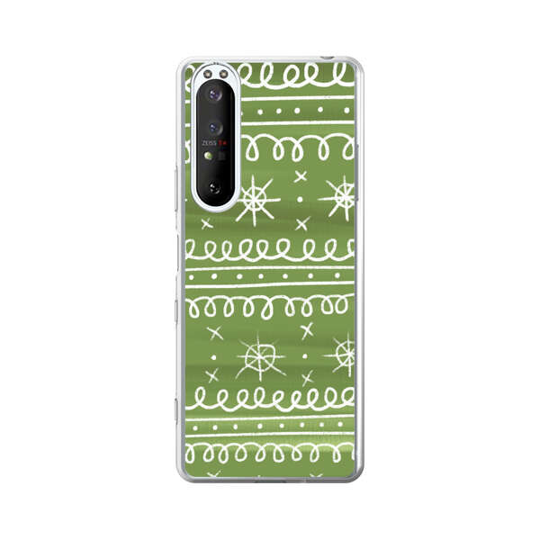 Green White Stars Loop Pattern Sony Xperia 1 III Case