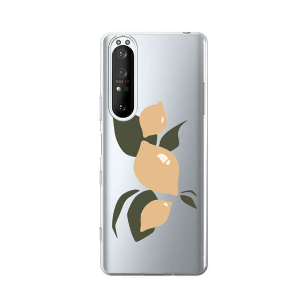 Minimalistic Beige Lemons with Green Leaves Sony Xperia 1 III Case