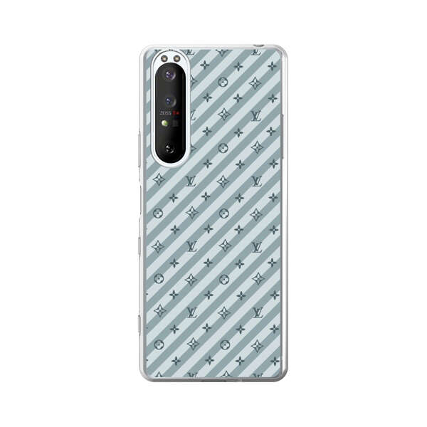 Stylish Blue Diagonal Striped Luxury Logo Pattern Sony Xperia 1 III Case