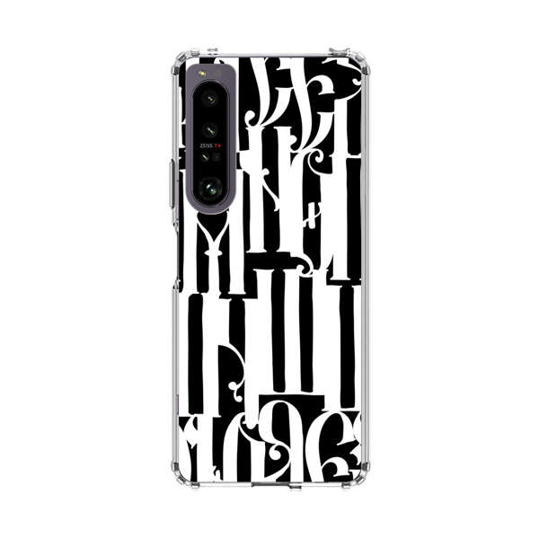 Abstract Black and White Pattern with Ornamental Letters Sony Xperia 1 IV Case