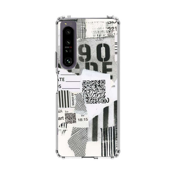Abstract Collage Torn Paper Barcodes Sony Xperia 1 IV Case