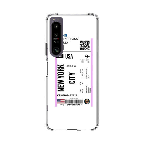 Boarding Pass New York City Flight Ticket Sony Xperia 1 IV Case
