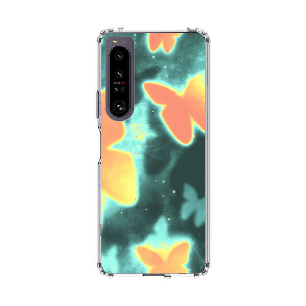 Bright Glowing Orange Butterflies Blue Background Sony Xperia 1 IV Case