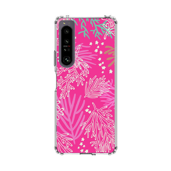 Bright Pink Tropical Leaf Pattern Sony Xperia 1 IV Case